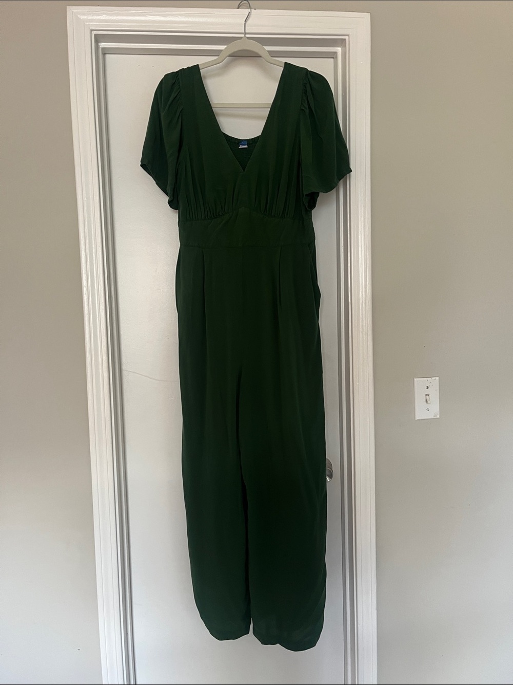 Old Navy Dark Green V-Neck Wide-Leg Jumpsuit